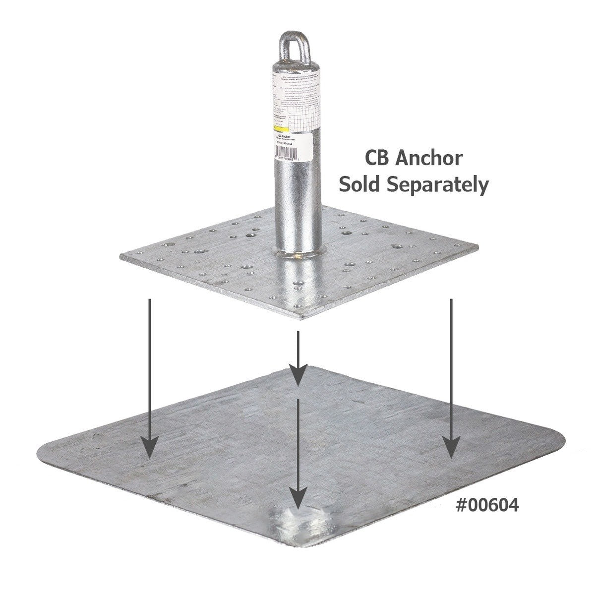 Guardian 00604 CB Anchor Spanning Plate Reinforcement Plate for Installing CB Anchors on Metal Deck 13 in x 13 in