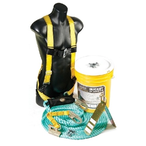 Guardian 00815 Rooftop Safety Kit with 50 ft Vertical Lifeline Assembly, Full Body Harness and Reusable Temper Roof Anchor (1 Kit)