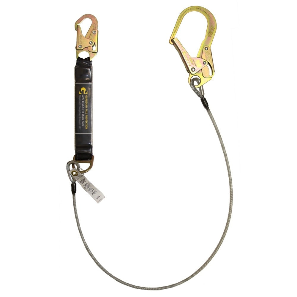 Guardian 01242 6 ft Cable Lanyard with Rebar Hook and Shock Absorber