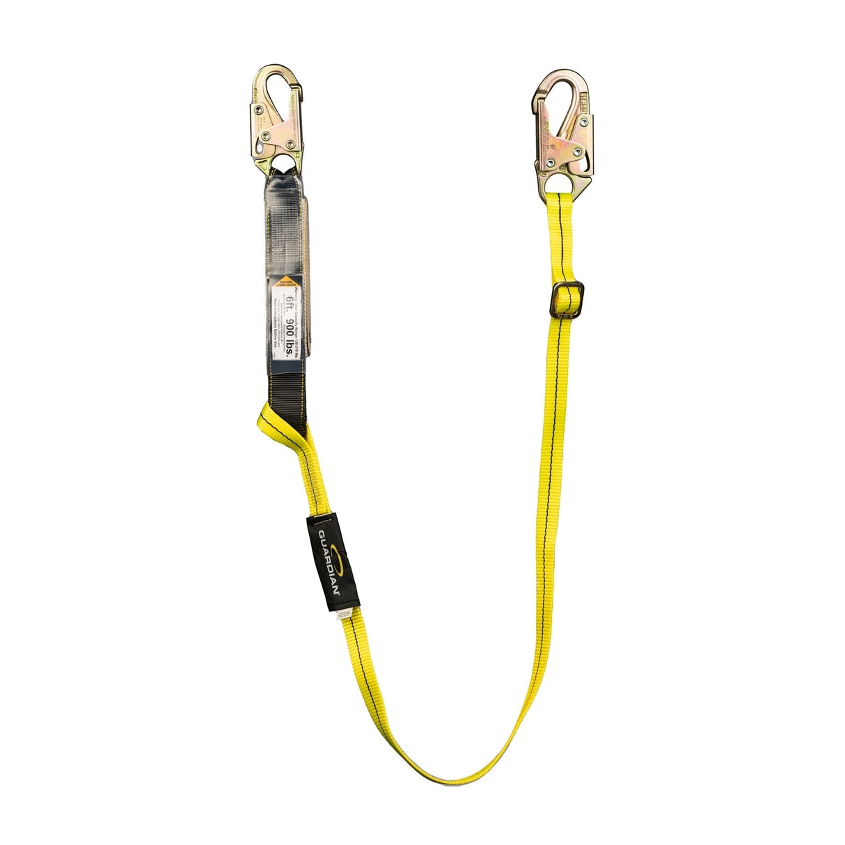 Guardian 01285 4 ft to 6 ft Shock Absorbing Adjustable Lanyard with Steel Snap Hooks
