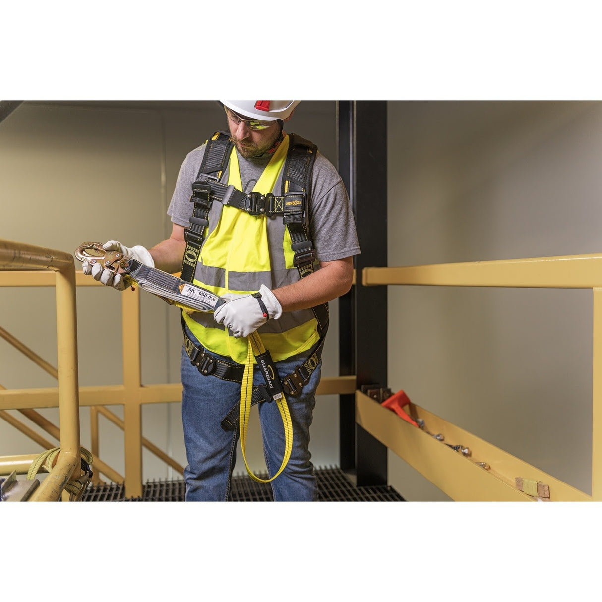 Guardian 01285 4 ft to 6 ft Shock Absorbing Adjustable Lanyard with Steel Snap Hooks - 5