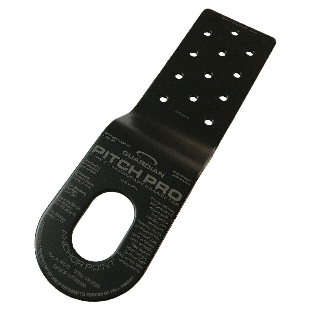 Guardian 10540 Pitch Pro 10.25 in. x 3 in. Black Powder Coated Steel Roof Anchor (Single) - 4