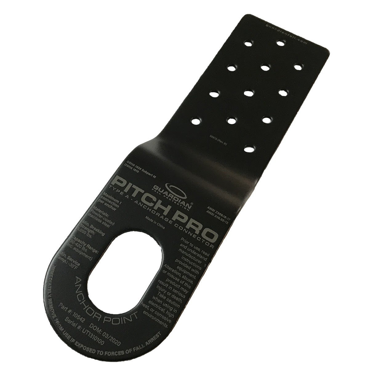 Guardian 10543 Pitch Pro Slotted Roof Anchor Black for Sloped Asphalt Shingle Roofs (25 Pack)