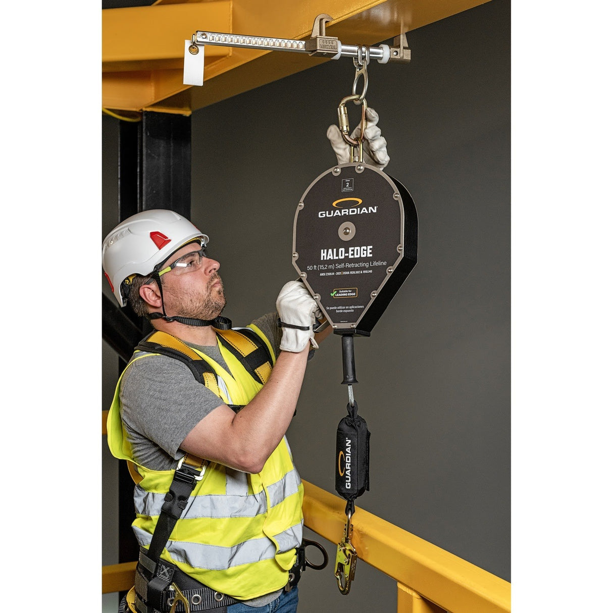 Guardian 10927 50 ft Class 2 Leading Edge Self Retracting Lifeline with Galvanized Steel Cable - 3