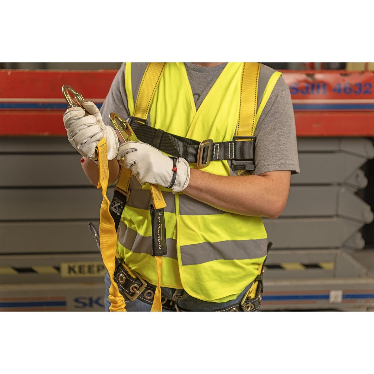 Guardian 11200 6 ft Single Leg Internal Shock Fall Arrest Lanyard with Steel Snap Hooks - 2