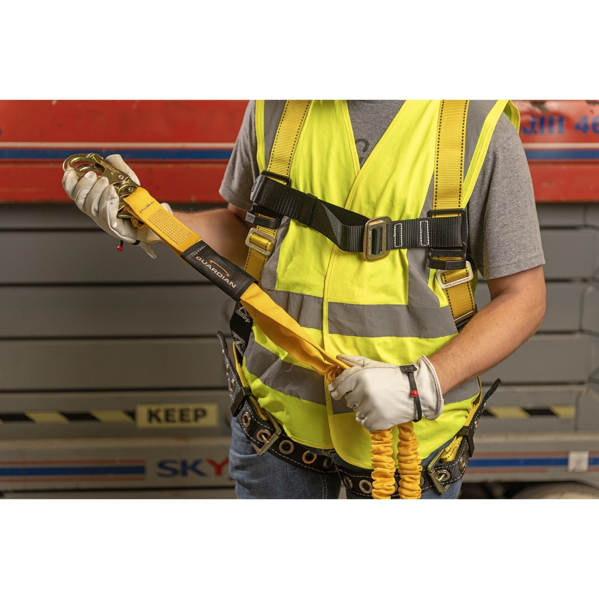 Guardian 11200 6 ft Single Leg Internal Shock Fall Arrest Lanyard with Steel Snap Hooks - 3