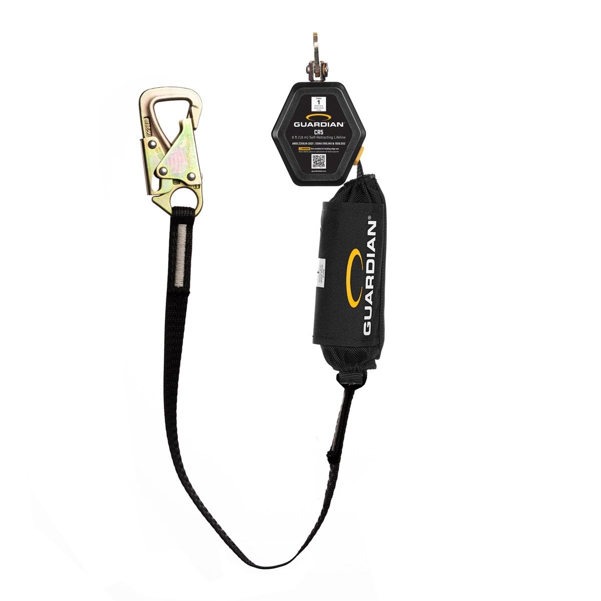 Guardian 1400200 CR5 Class 1 6 ft Web Personal Self Retracting Lifeline with Steel Tie-Back Hook - 2