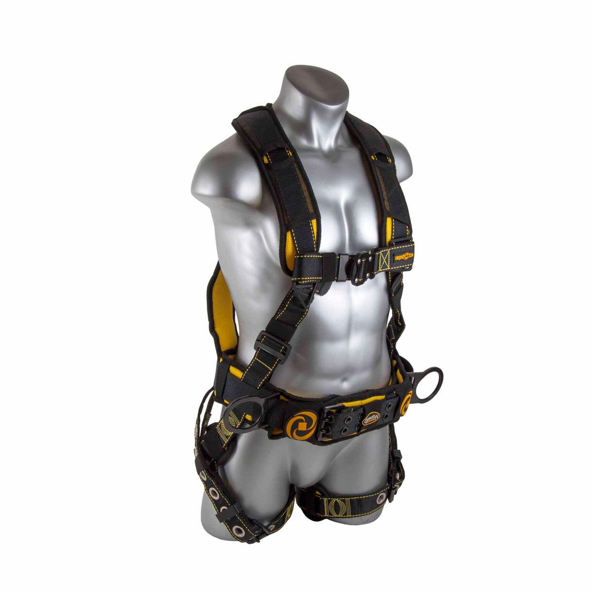 Guardian 21030 Cyclone Construction Harness M-L, Black-Yellow, Quick-Connect Chest, TB Leg/Waist