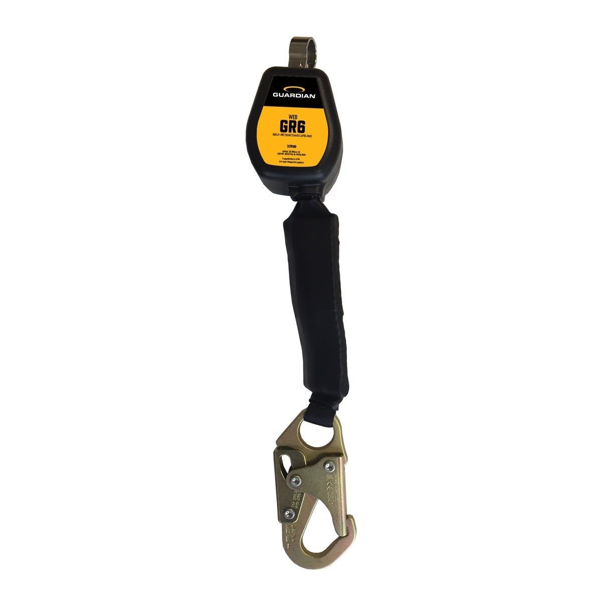 Guardian 32000 6 ft Web Self Retracting Lifeline with Steel Snap Hook