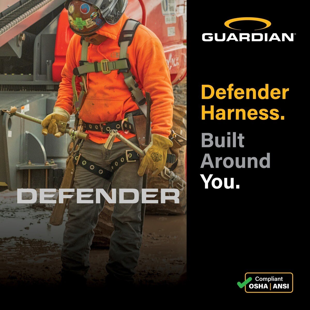 Guardian 3737019 Defender Standard Full Body Harness with Quick-Connect Chest and Tongue Buckle Legs 3XL - 2