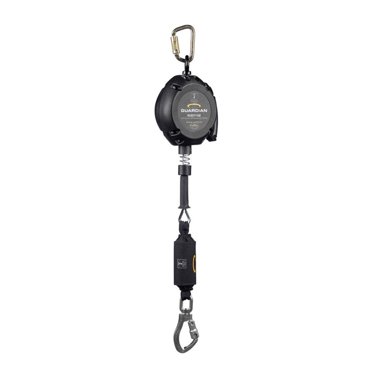 Guardian 4200109 Velocity-Edge Class 2 Self-Retracting Lifeline with Swivel Top and Carabiner, 20 ft Cable (1 Each) - 2