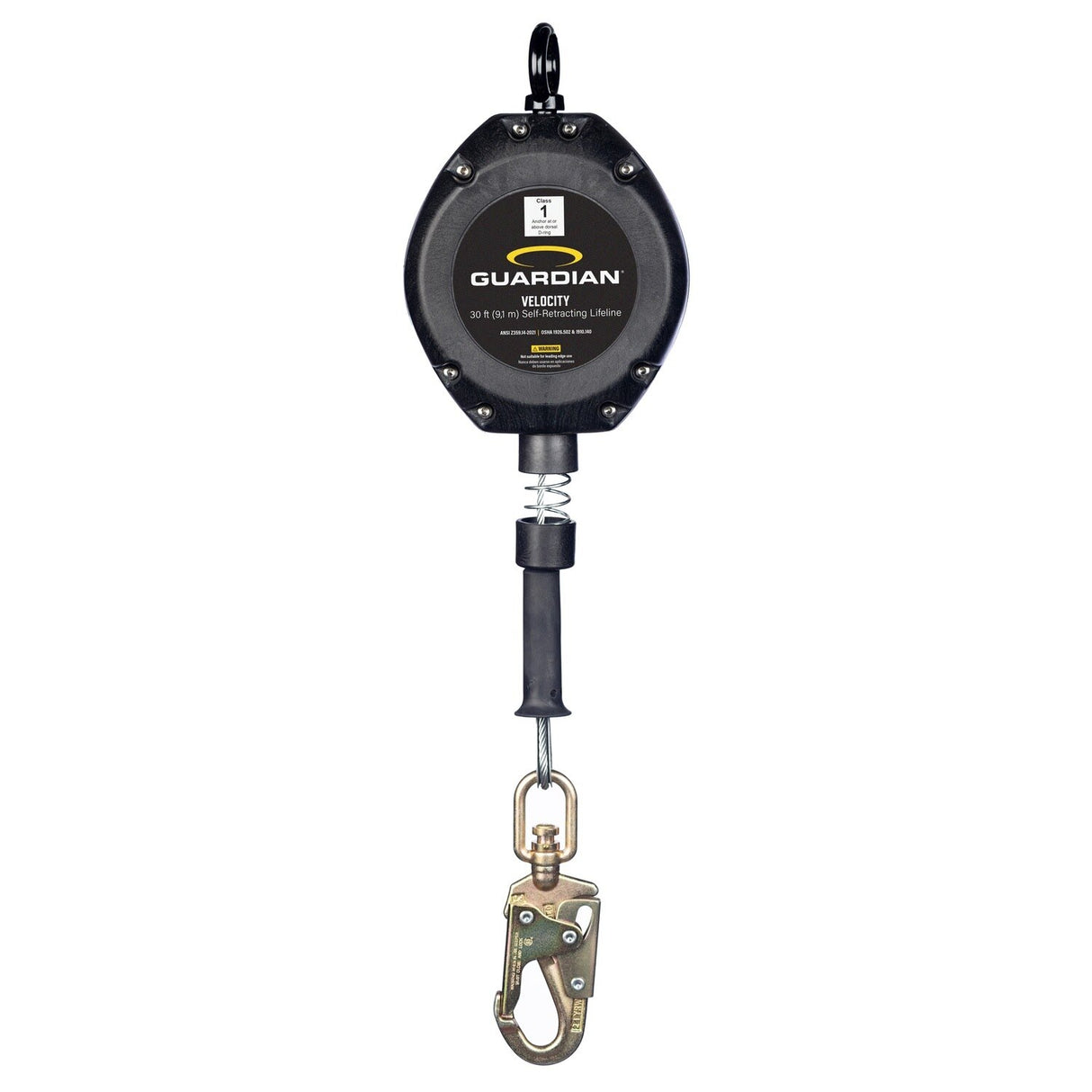 Guardian 42002 30 ft Velocity Class 1 Cable Self Retracting Lifeline with Steel Snap Hook