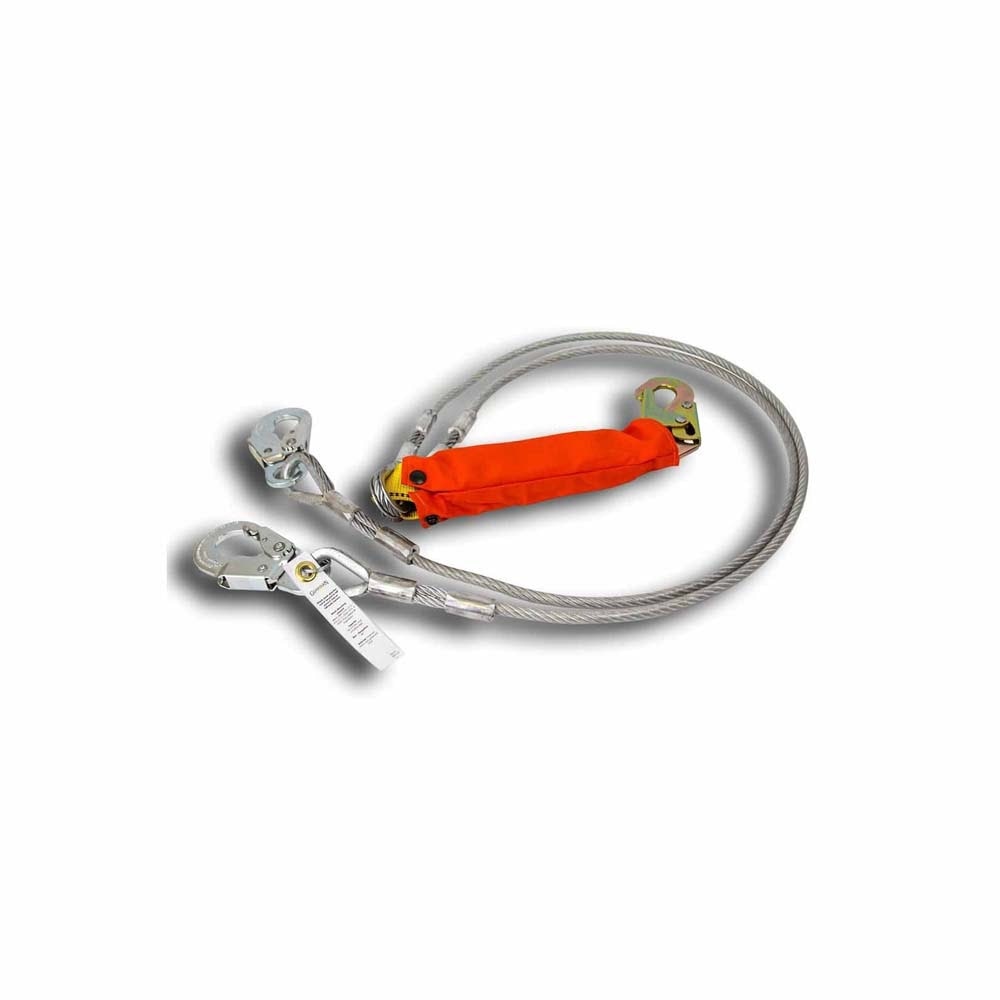 Guardian Fall Protection 01246 6 Foot Double Leg Coated Cable Lanyard with Removable FR Cover