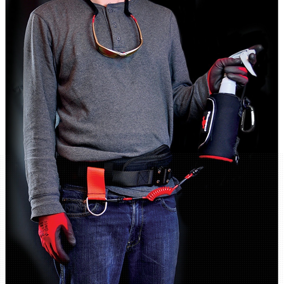 Guardian HLDRBCLGLNY Large Bottle Can Holder Neoprene Pouch with Carabiner and Coil Tether (Single)