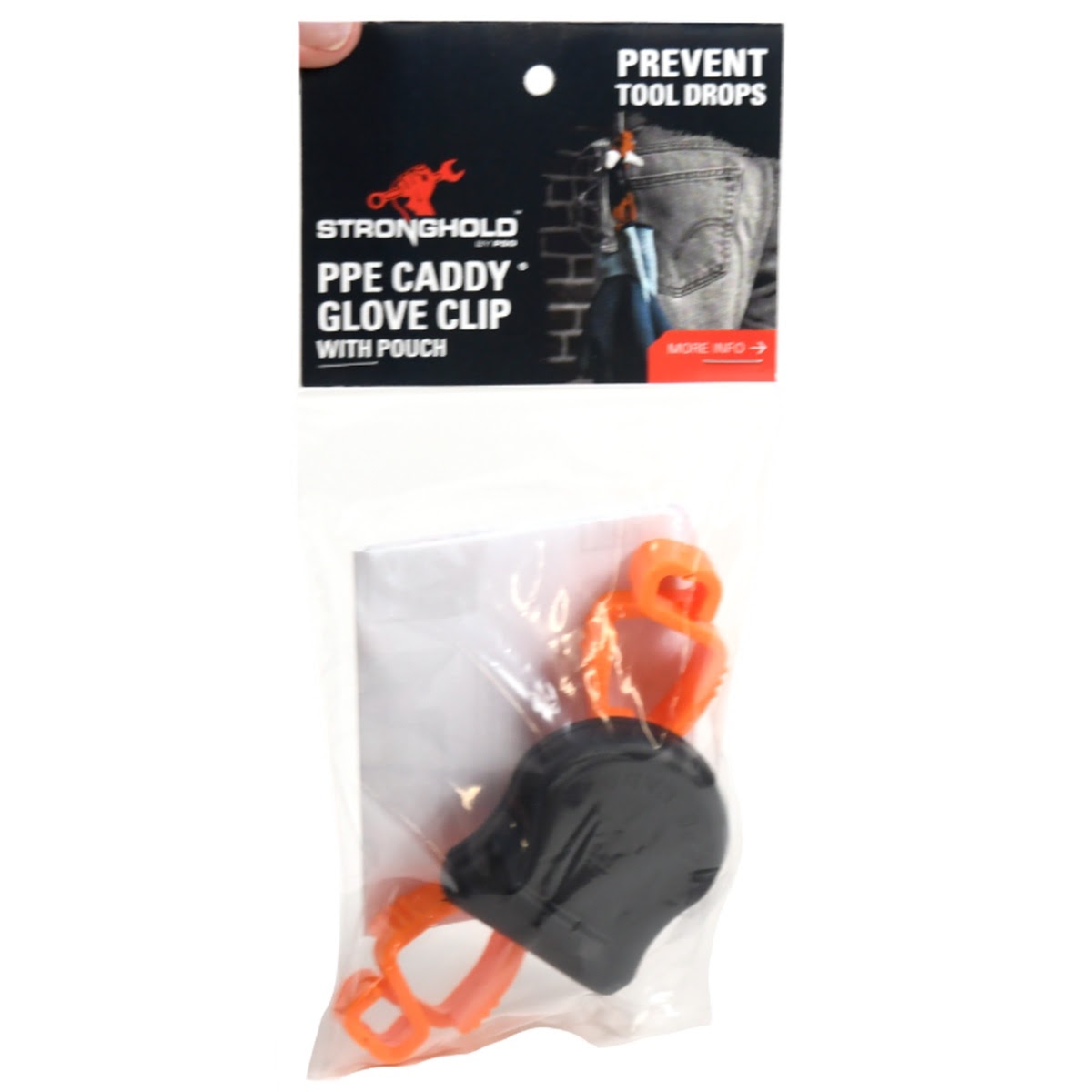 Guardian PPECPOR-R StrongHold PPE Caddy Glove Clip with Pouch, Orange (1 Pack)