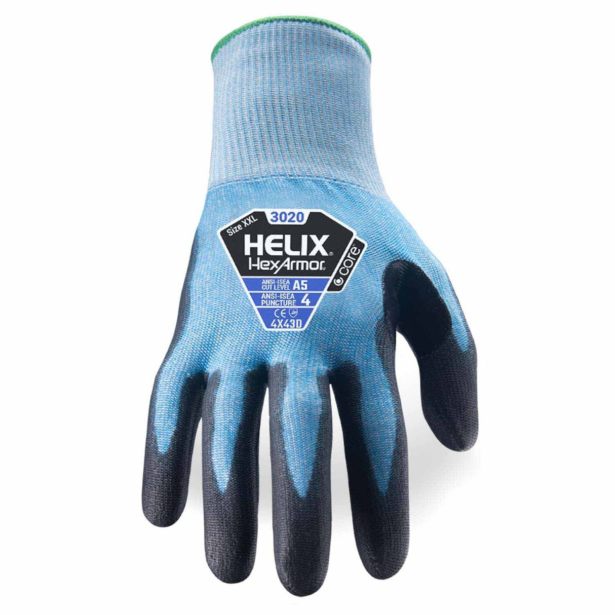 HexArmor 3020 Helix A5 15G HPPE Steel Glass Blend PU Dip Safety Gloves