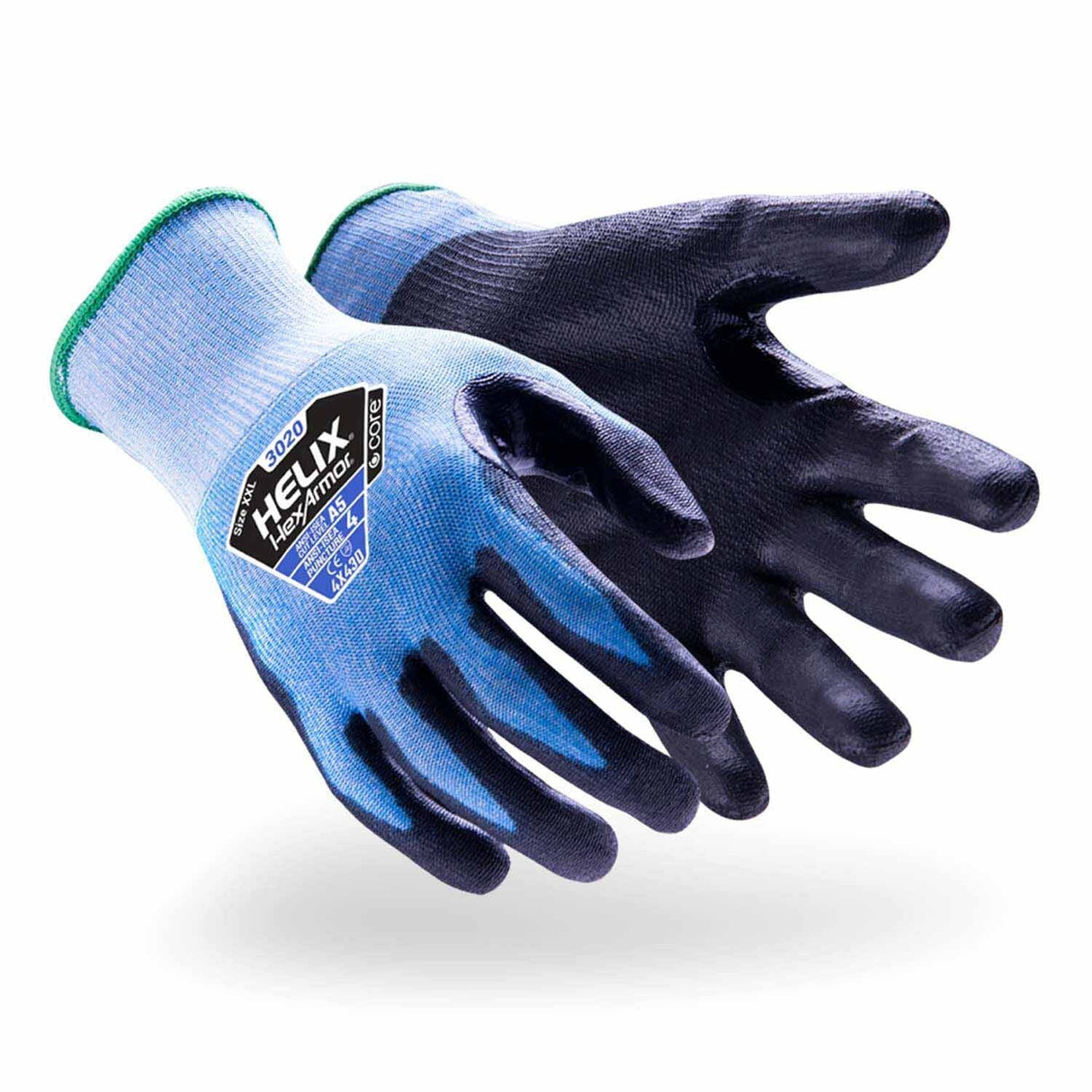 HexArmor 3020 Helix A5 15G HPPE Steel Glass Blend PU Dip Safety Gloves - 2
