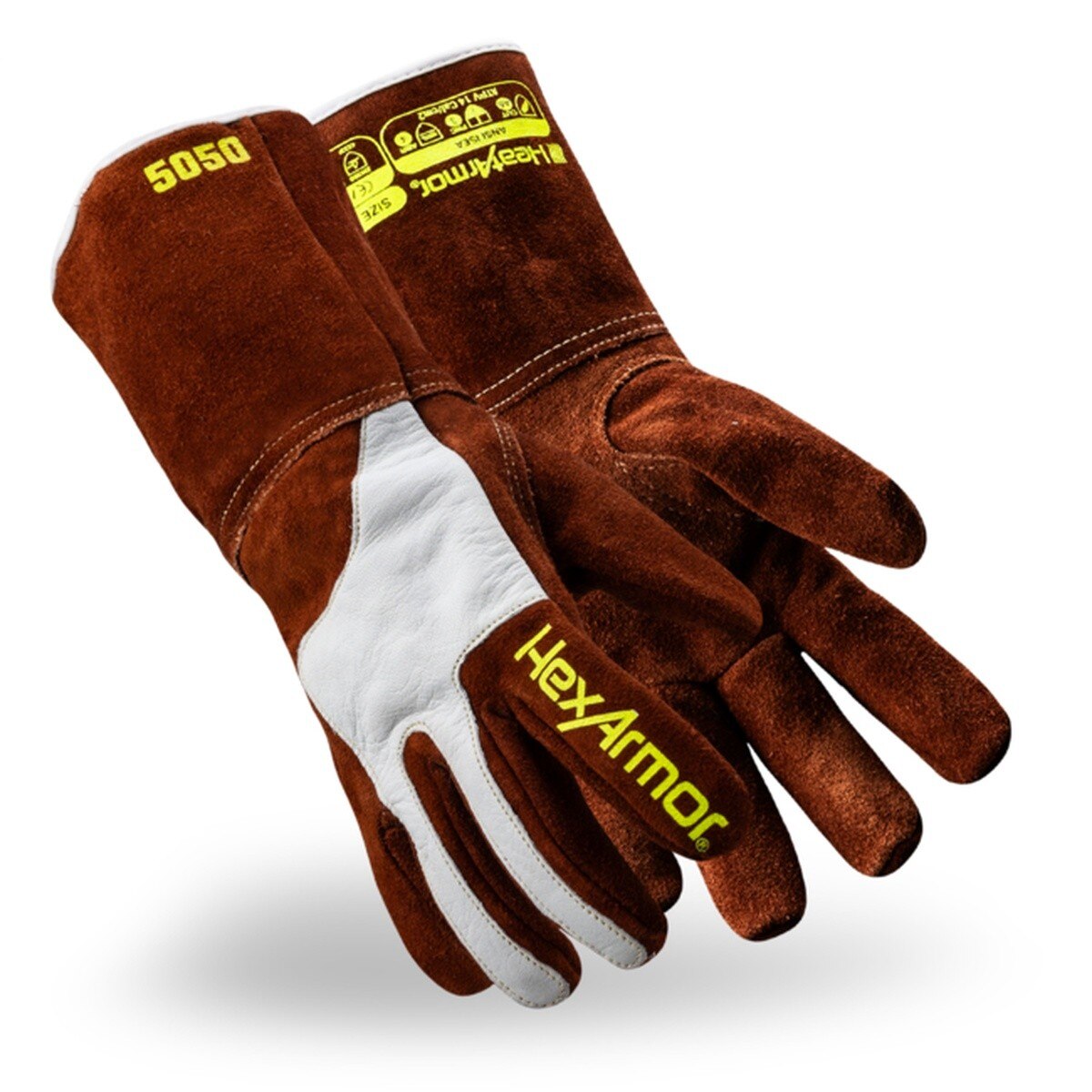 HexArmor 5050-XL HeatHide Split Cowhide Welding Gauntlet Glove with 5.5" Cuff Size XL