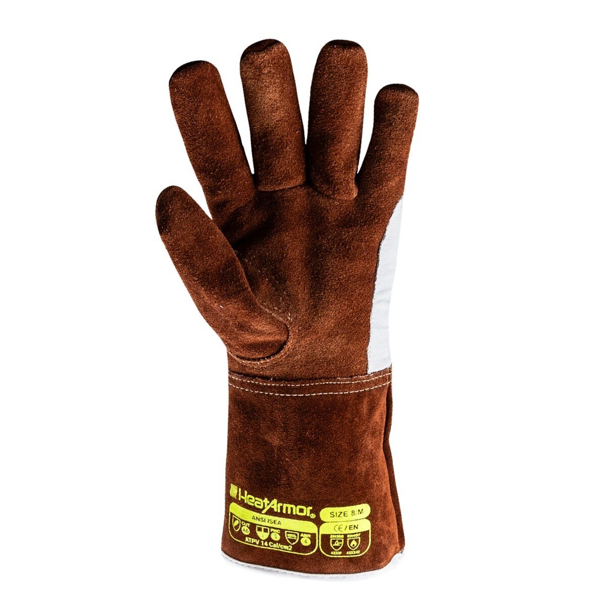 HexArmor 5050-XL HeatHide Split Cowhide Welding Gauntlet Glove with 5.5" Cuff Size XL - 3