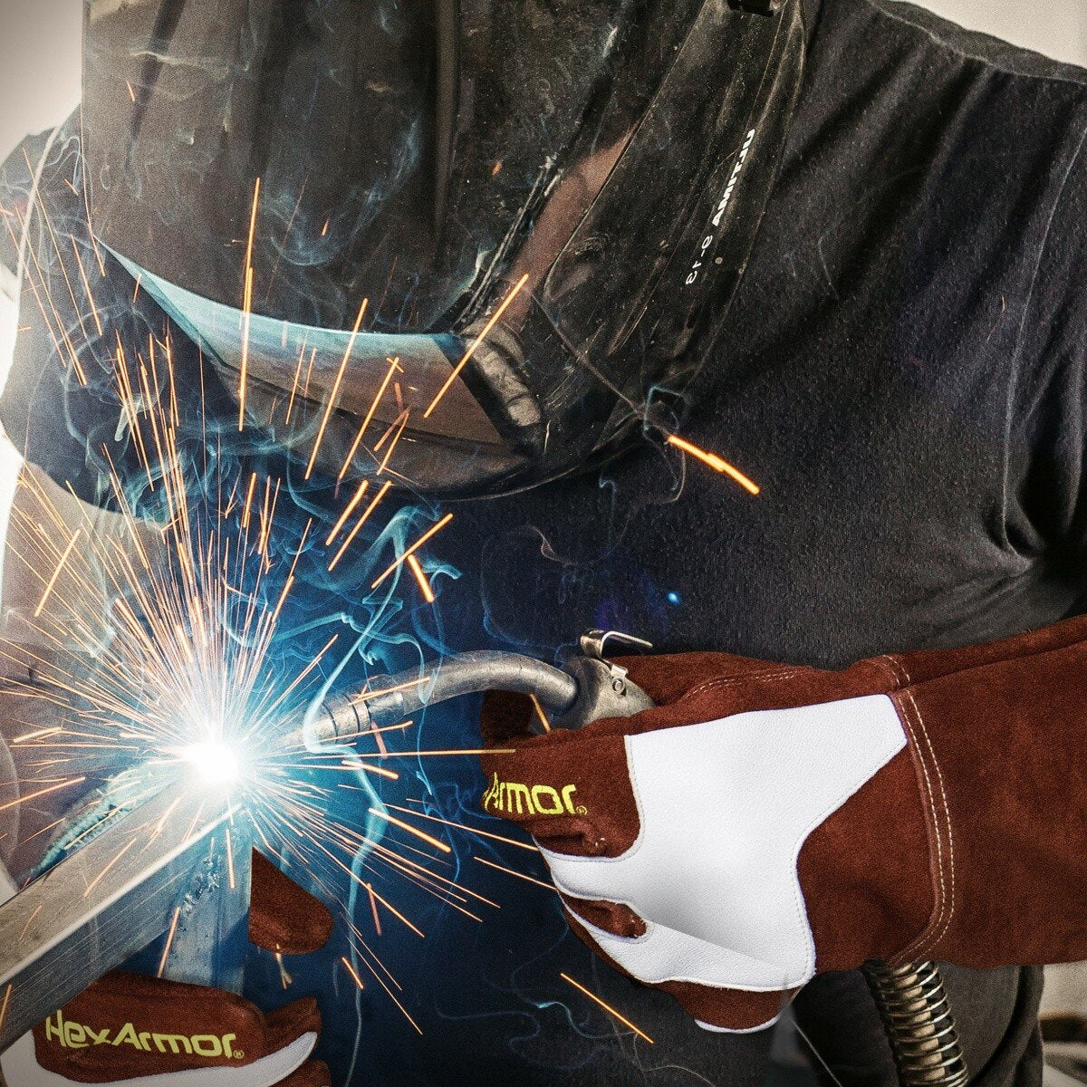 HexArmor 5050-XL HeatHide Split Cowhide Welding Gauntlet Glove with 5.5" Cuff Size XL - 5