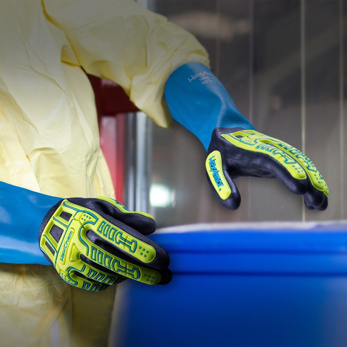 HexArmor 7071-XS Cut Resistant Nitrile Chemical Glove with Impact Protection, Size XS - 5