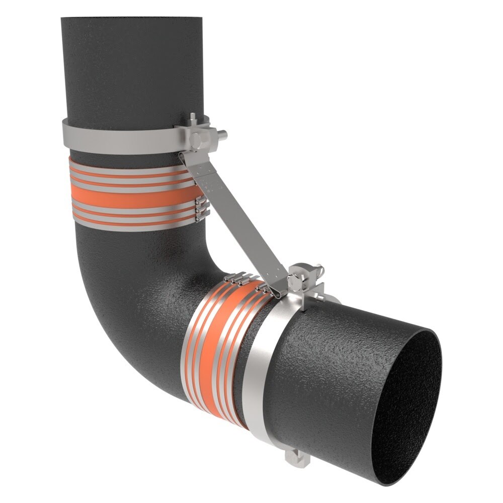 HoldRite 117-15K-G 15 in. Galvanized No-Hub Short Sweep 90 Degree Bend Restraint - 2