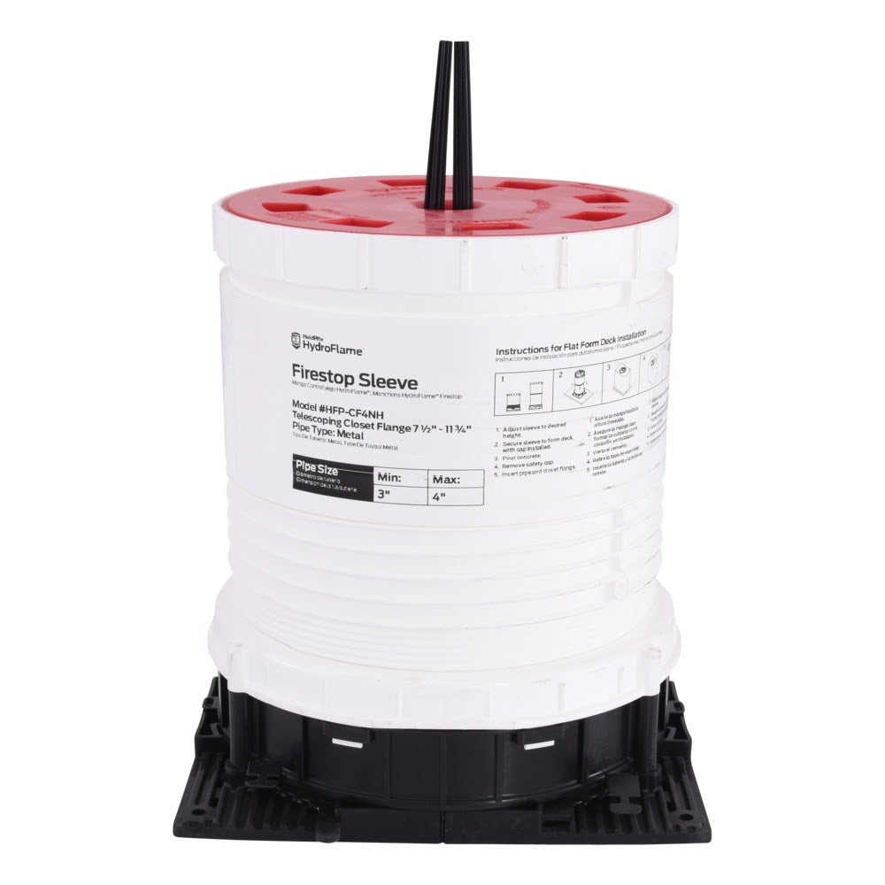 HoldRite HFP-CF4NH HydroFlame Pro Closet Flange Sleeve 3 in. to 4 in. 7-1/2 in. to 11-3/4 in. - 2