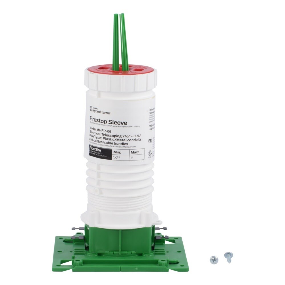 HoldRite HFP-G1 HydroFlame Pro Series Electrical Firestop Telescoping Deck Sleeve for 1/2 in. to 1 in. Plastic or Metal Conduits or Cables 7-1/2 in. to 11-3/4 in. Tall - 3