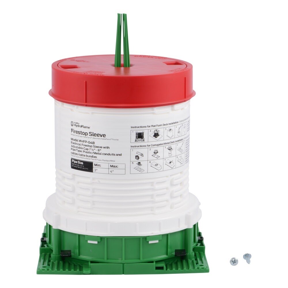 HoldRite HFP-G4B Electrical Firestop Deck Sleeve Adjustable Cap 3 in. to 4 in. 7-1/4 in. to 8 in. Tall - 3