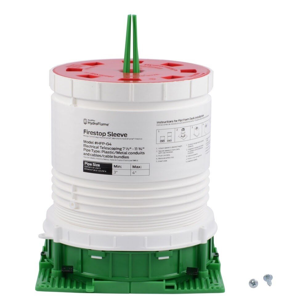 HoldRite HFP-G4 HydroFlame Pro Electrical Firestop Telescoping Deck Sleeve 3 in. to 4 in. x 7-1/2 in. to 11-3/4 in. Tall - 3