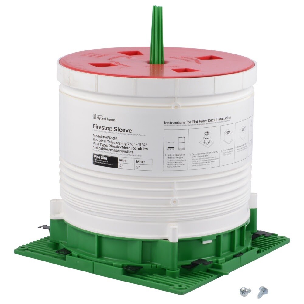 HoldRite HFP-G5 HydroFlame Pro Series Electrical Firestop Telescoping Deck Sleeve for 4 in. to 5 in. Conduits or Cables 7-1/2 in. to 11-3/4 in. Tall