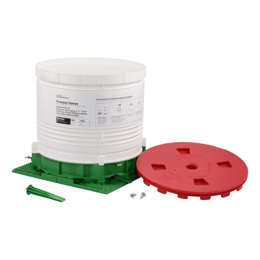 HoldRite HFP-G5 HydroFlame Pro Series Electrical Firestop Telescoping Deck Sleeve for 4 in. to 5 in. Conduits or Cables 7-1/2 in. to 11-3/4 in. Tall - 2