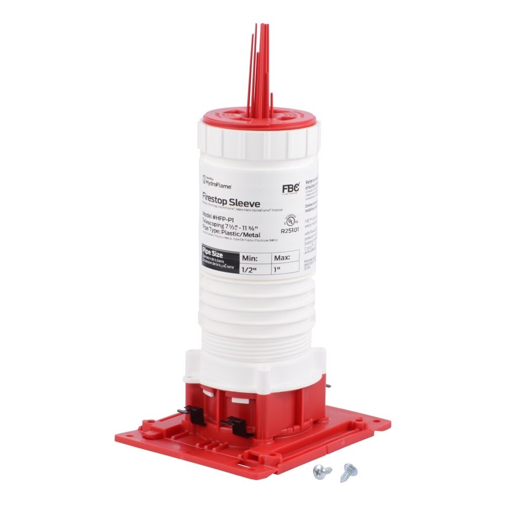 HoldRite HFP-P1 HydroFlame Pro Series Firestop Telescoping Deck Sleeve for 1/2 in to 1 in Plastic or Metal Pipe 7-1/2 in to 11-3/4 in Tall