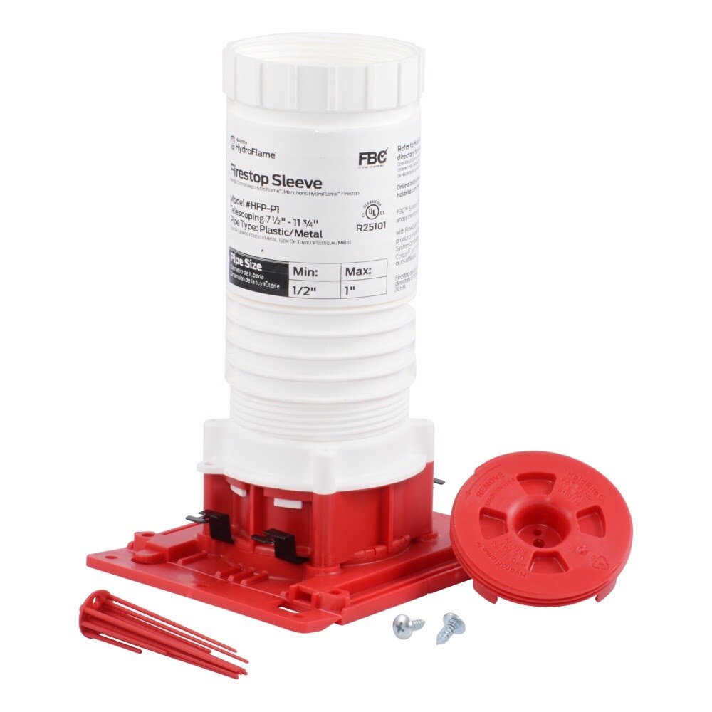 HoldRite HFP-P1 HydroFlame Pro Series Firestop Telescoping Deck Sleeve for 1/2 in to 1 in Plastic or Metal Pipe 7-1/2 in to 11-3/4 in Tall - 2