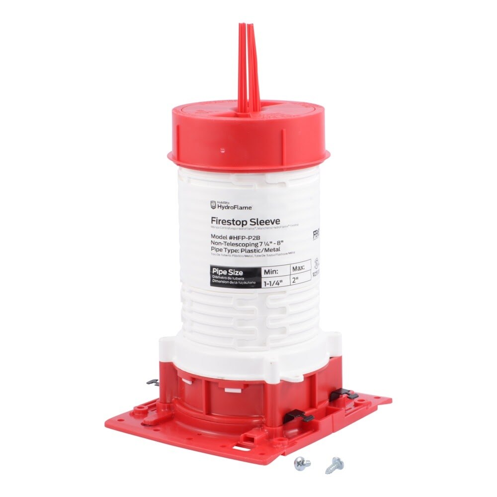 HoldRite HFP-P2B HydroFlame Pro Series Fire Stop Deck Sleeve for 1-1/4 in. to 2 in. Plastic or Metal Pipe, 7-1/4 in. to 8 in. Tall with Adjustable Cap