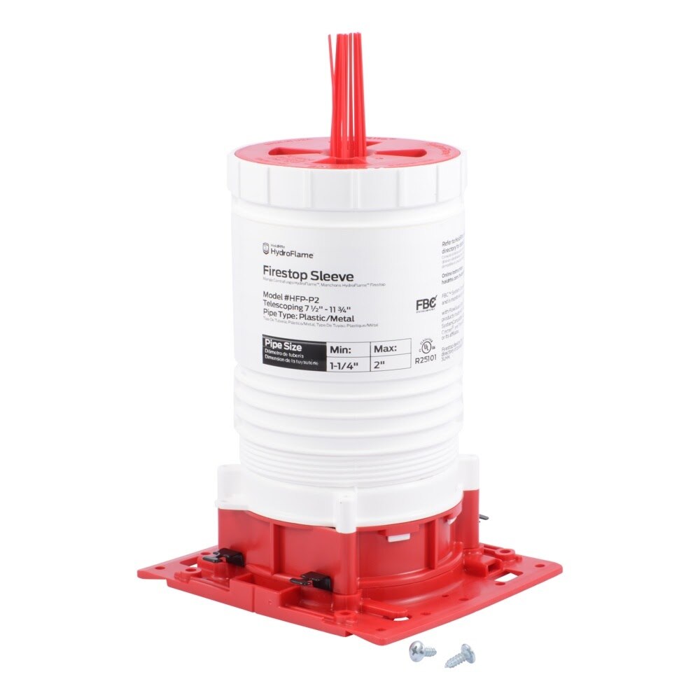 HoldRite HFP-P2 Telescoping Firestop Deck Sleeve for 1-1/4 in to 2 in Plastic or Metal Pipe