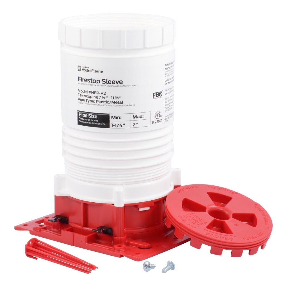 HoldRite HFP-P2 Telescoping Firestop Deck Sleeve for 1-1/4 in to 2 in Plastic or Metal Pipe - 3