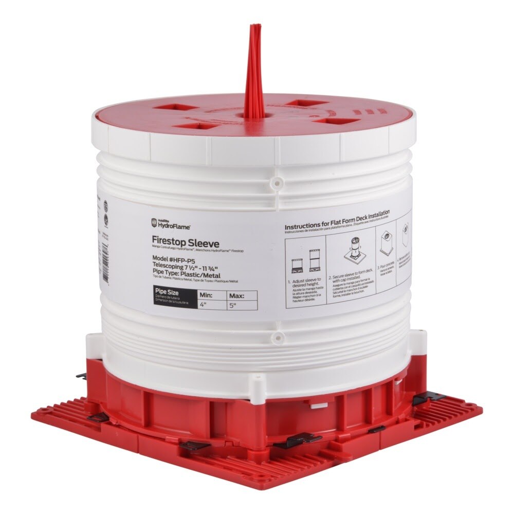 HoldRite HFP-P5 HydroFlame Pro Firestop Telescoping Deck Sleeve for 4 in. to 5 in. Plastic or Metal Pipe 7-1/2 in. to 11-3/4 in. Tall