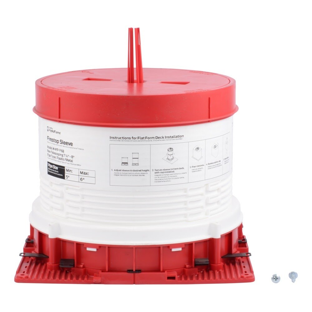 HoldRite HFP-P6B HydroFlame Pro Series Firestop Deck Sleeve for 5 in. to 6 in. Plastic or Metal Pipe 7-1/4 in. to 8 in. Tall with Adjustable Cap - 2