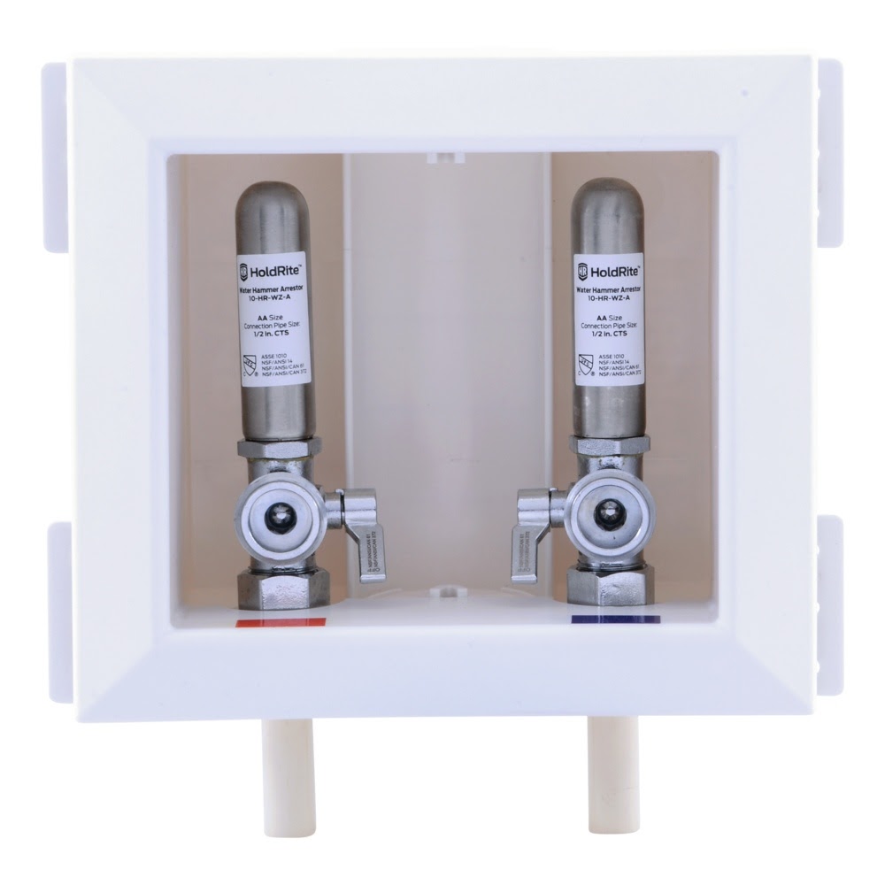 HoldRite HR-WA-C 1/2 in. CPVC Non Fire Rated Washing Machine Outlet Box with Water Hammer Arresters - 2