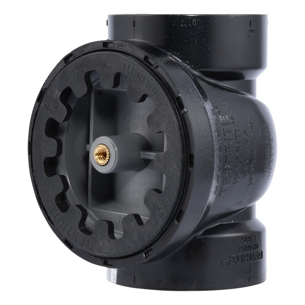 HoldRite TRABS2A-B 2 in. ABS DWV Test Cleanout Tee with Spanner Ring and Brass Insert Plug