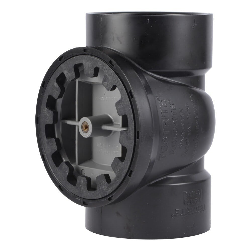 HoldRite TRABS3A-B 3 in. ABS DWV Test Cleanout Tee with Brass Insert Plug and Spanner Ring