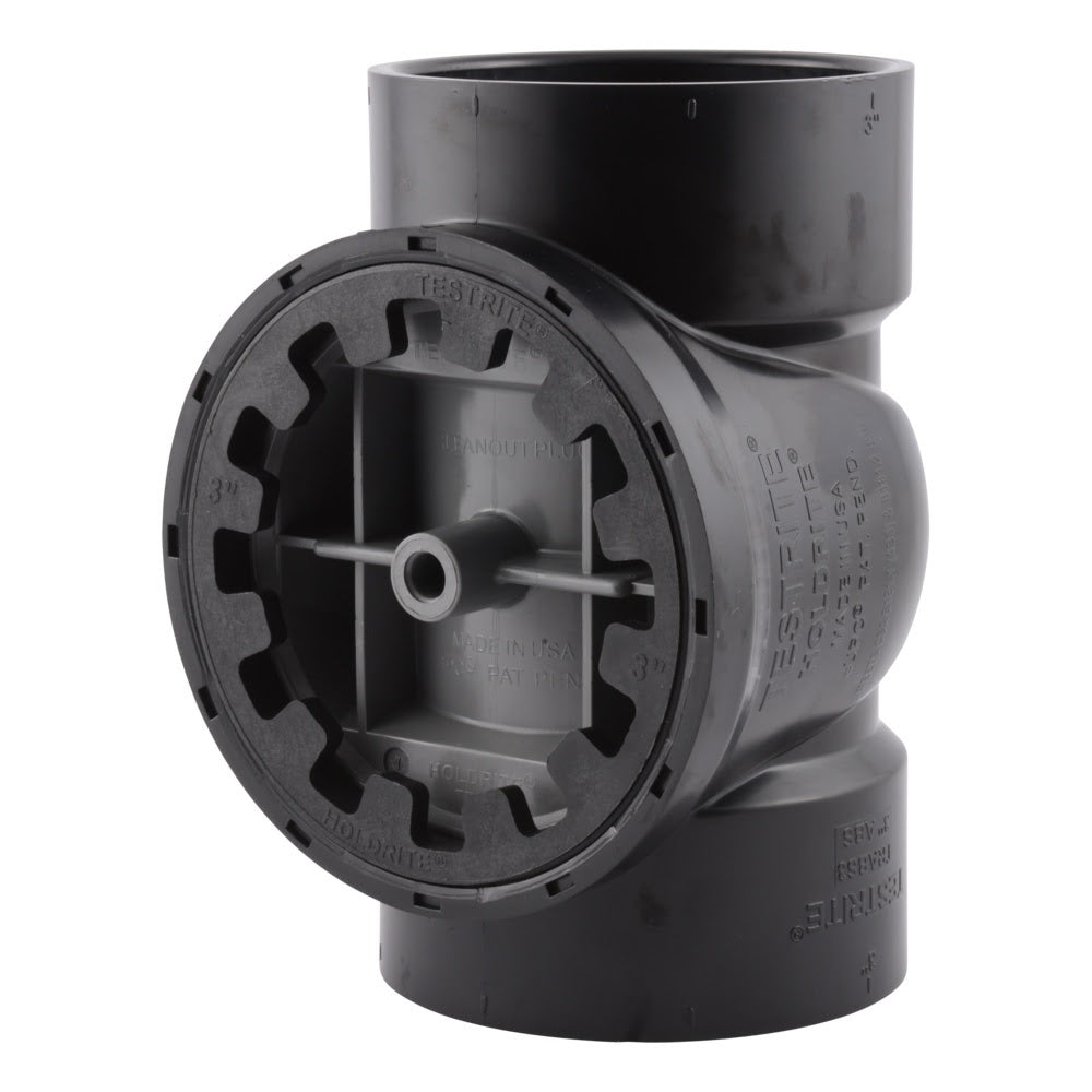 HoldRite TRABS3A 3 in TestRite ABS DWV Test Cleanout Tee with Spanner Ring and Plug