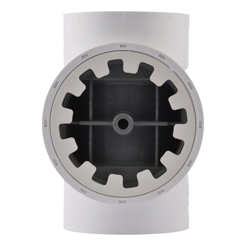 HoldRite TRPVC3A 3 in. PVC DWV Test Cleanout Tee with Spanner Ring and Plug - 3