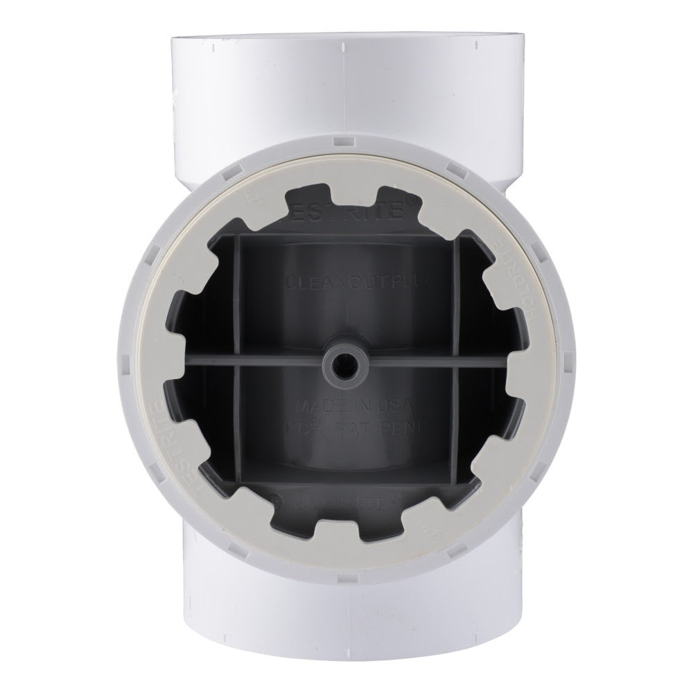 HoldRite TRPVC4 4 in. PVC DWV Test Cleanout Tee - 3
