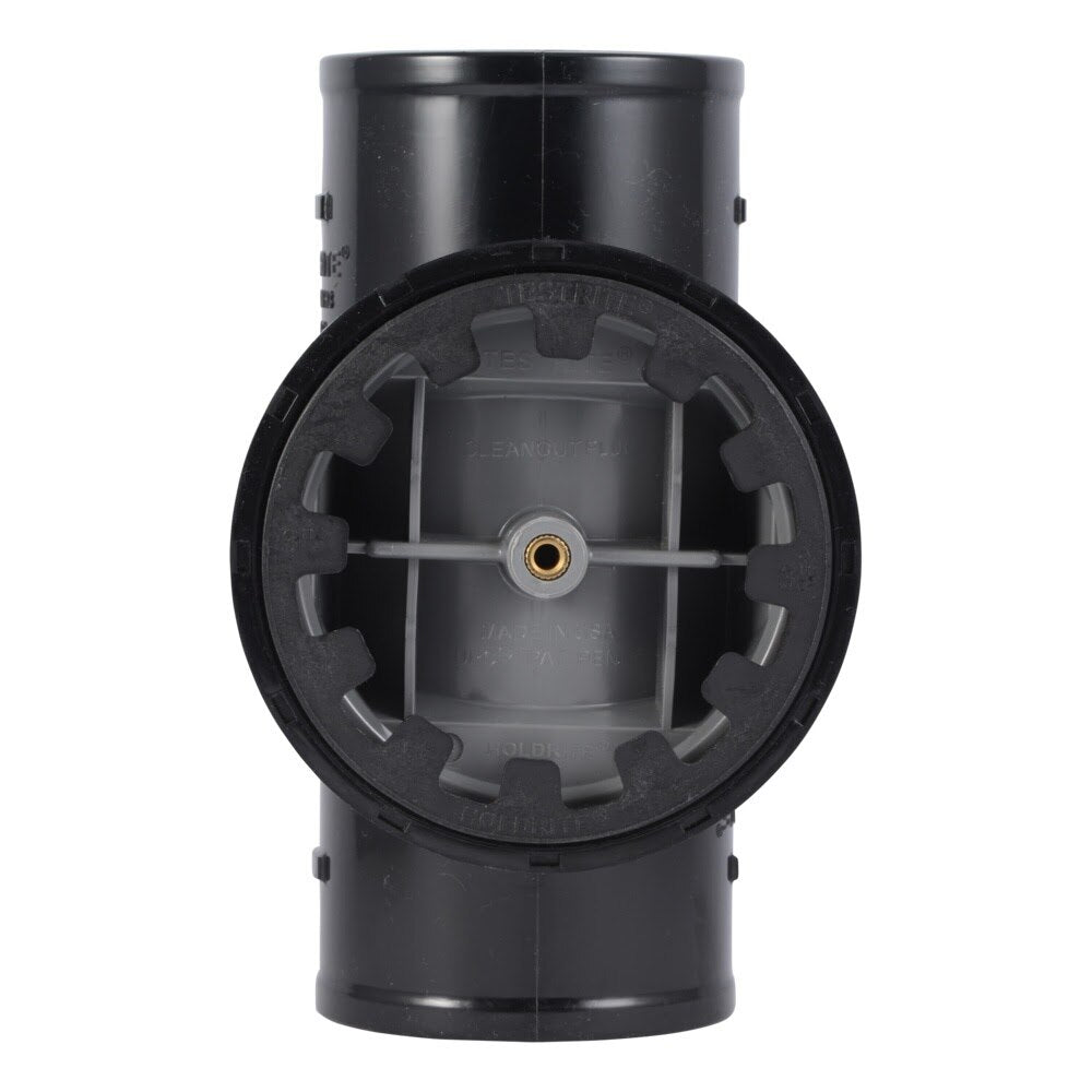 HoldRite TRPVCNH3A-B 3 in. TestRite No-Hub DWV Test Cleanout Tee with Brass Insert Plug - 3