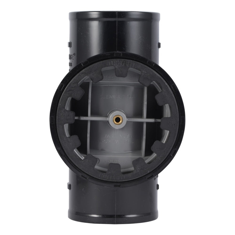 HoldRite TRPVCNH3A-B 3 in. TestRite No-Hub DWV Test Cleanout Tee with Brass Insert Plug - 3