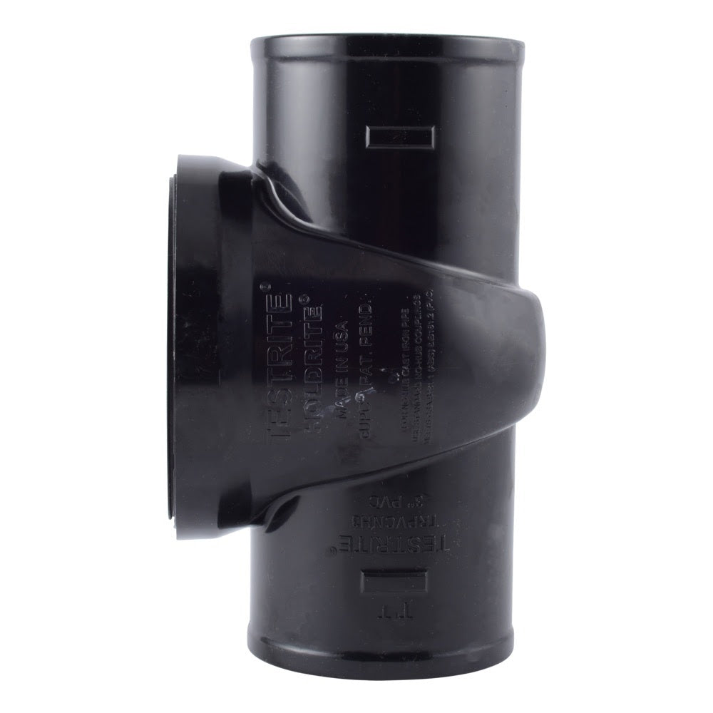 HoldRite TRPVCNH3A 3 in No Hub DWV Test Cleanout Tee with Plug and Spanner Ring - 2