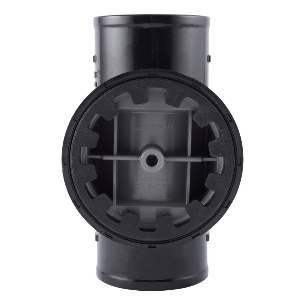 HoldRite TRPVCNH3A 3 in No Hub DWV Test Cleanout Tee with Plug and Spanner Ring - 3
