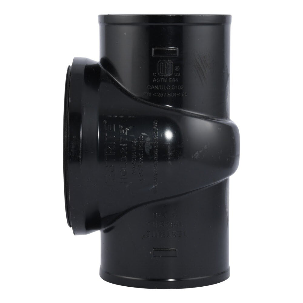 HoldRite TRPVCNH4A-B 4 in. PVC No-Hub DWV Test Cleanout Tee Assembly with Brass Insert Plug - 3
